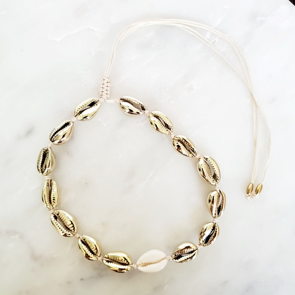 Boho Cowrie Shell Choker Strand Necklace Gold - Picture 9 of 11